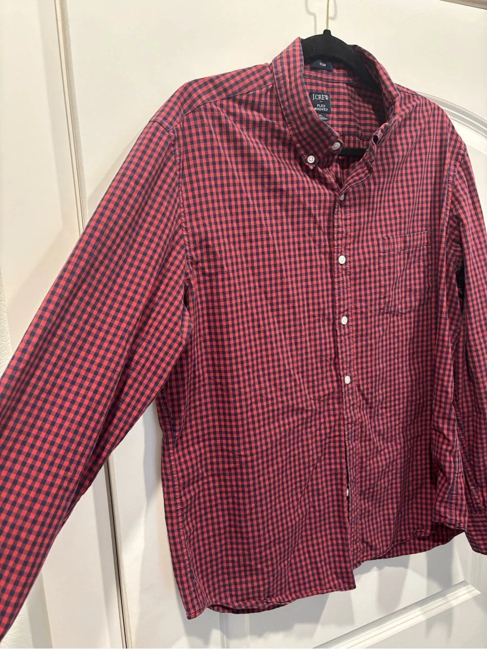 J. Crew Men’s Red and Black Gingham Button-Down Shirt